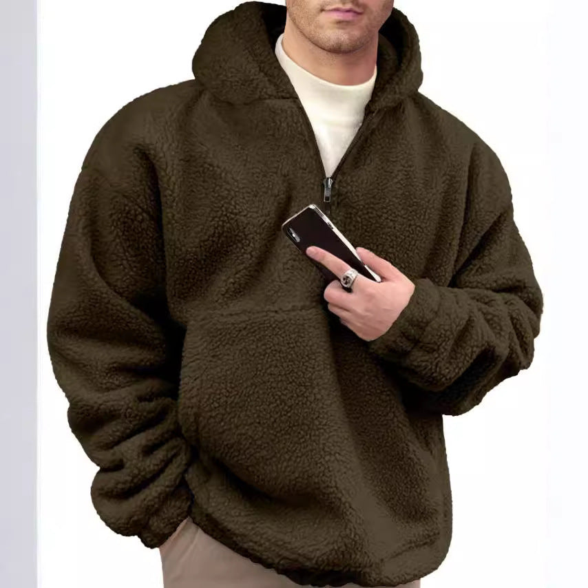 Men's cozy fleece pullover with half zipper NOVAE