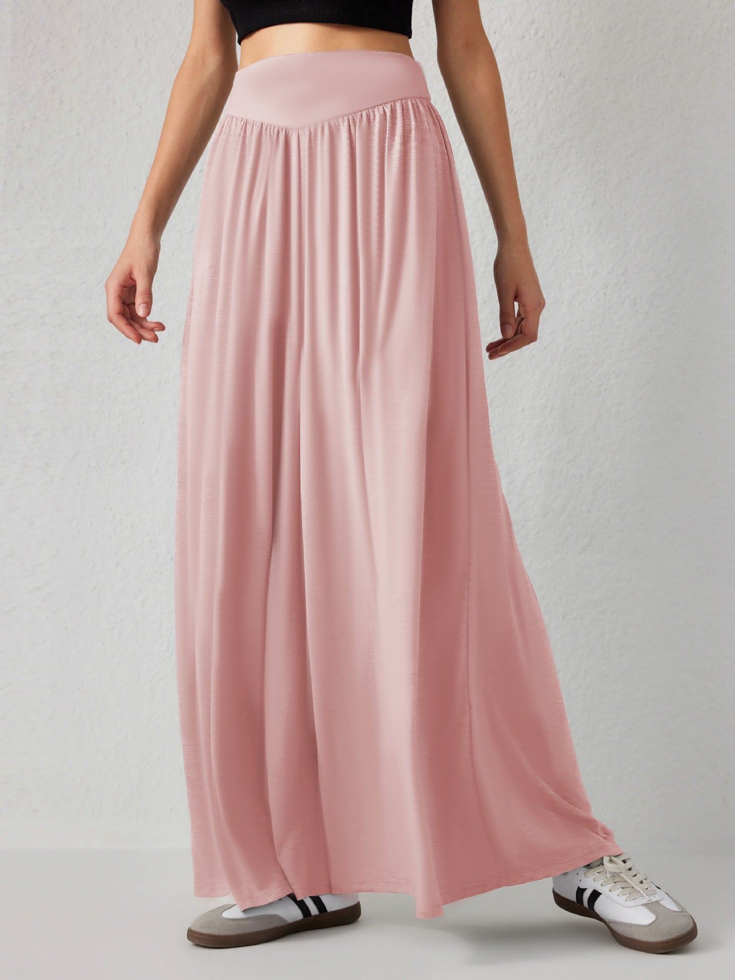 Women's wide-leg jersey trousers with a high waist NOVAE