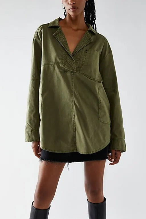 Women's denim shirt with detailed quilting and a relaxed fit NOVAE