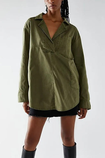 Women's denim shirt with detailed quilting and a relaxed fit NOVAE