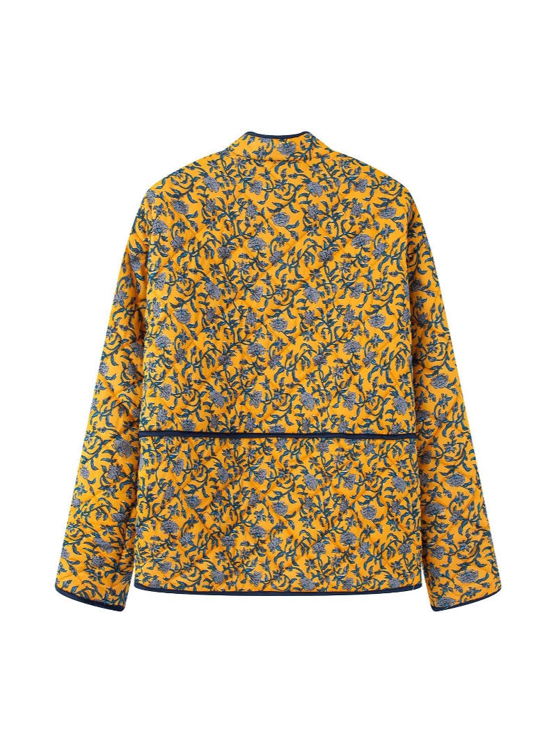 Women's quilted floral pattern jacket with practical pockets NOVAE