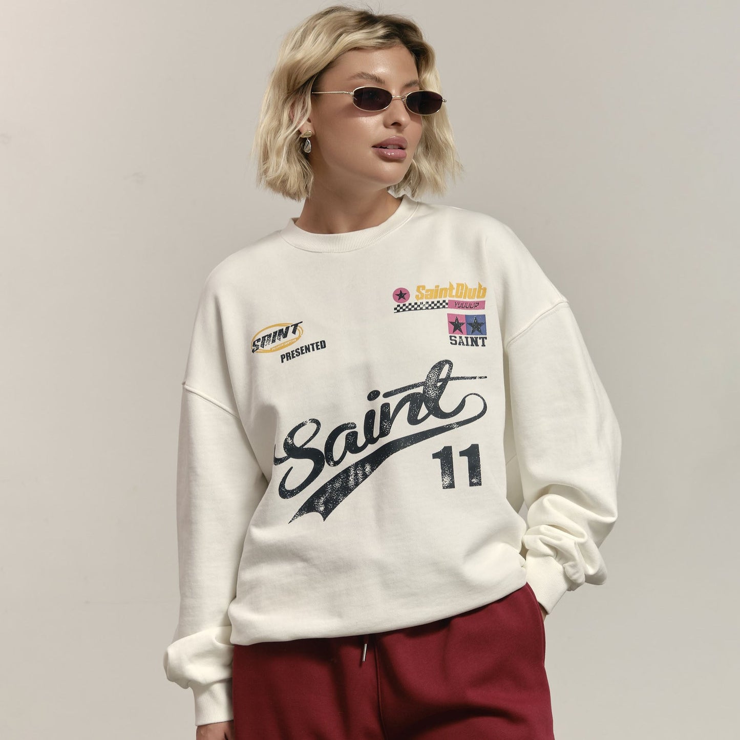 Women's casual sweatpants with a high waist and wide cut NOVAE