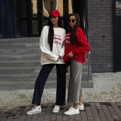 Women's casual sweatshirt with creative lettering NOVAE