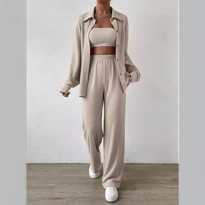 Women's two-piece lounge set with top and wide-leg trousers NOVAE