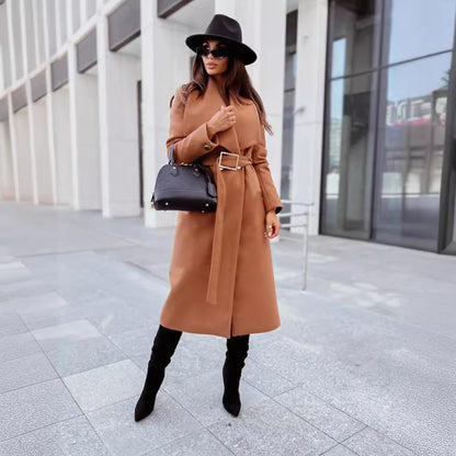 Women's Elegant Coat with Belt and Classic Cut NOVAE