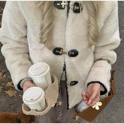 Women's cozy teddy jacket with high-quality leather workmanship NOVAE