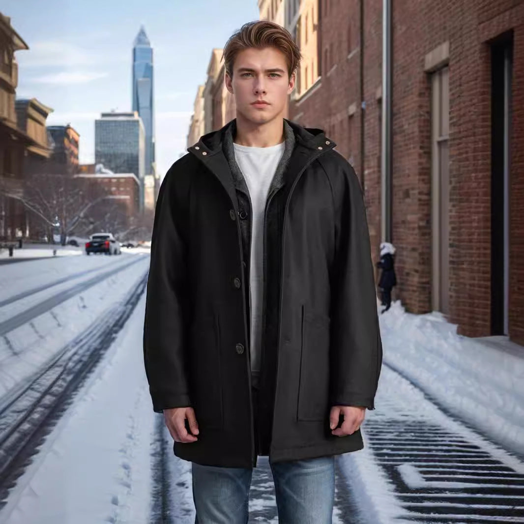 Men's casual hooded coat with comfortable pockets and warm lining NOVAE