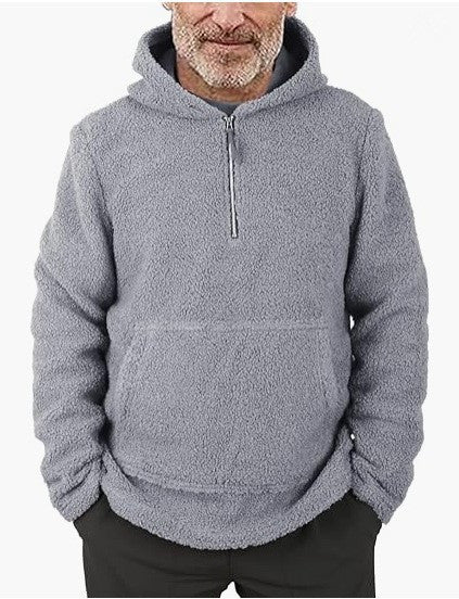 Men's cozy fleece pullover with half zipper NOVAE
