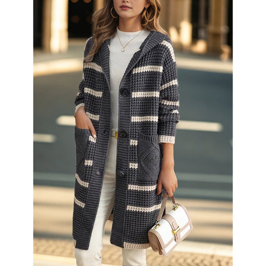 Women's knitted coat with hood and pockets NOVAE