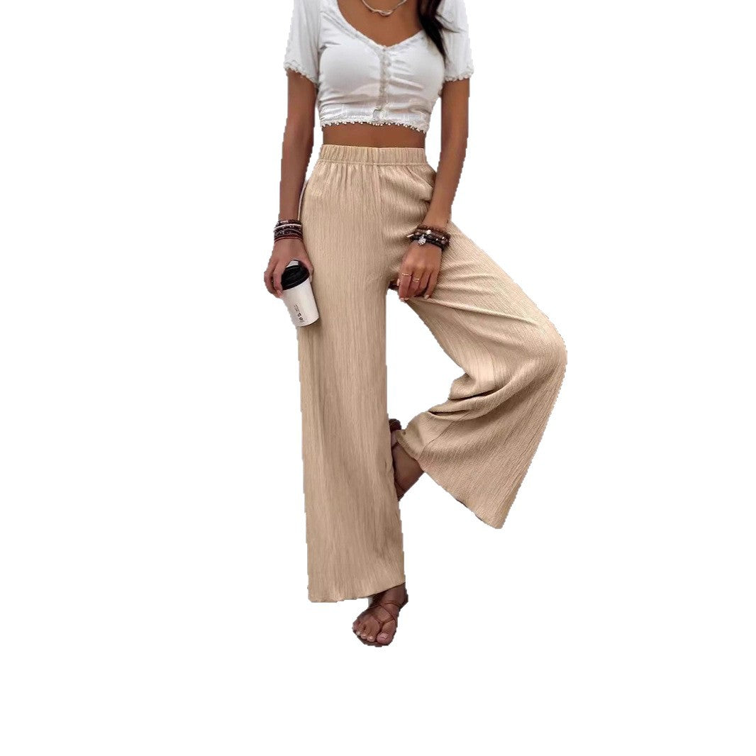 Women's wide-leg lounge trousers with elasticated waistband and pleats NOVAE