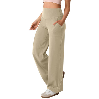 Women's wide-leg high-waisted leisure trousers with practical pockets NOVAE