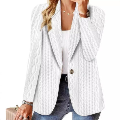 Women's elegant knitted blazer jacket with cable pattern NOVAE