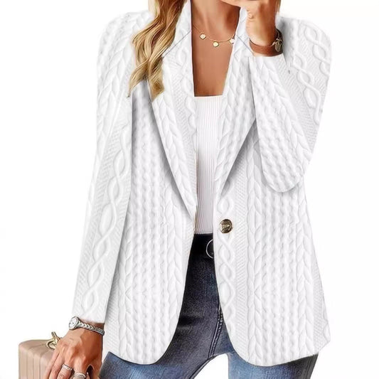 Women's elegant knitted blazer jacket with cable pattern NOVAE