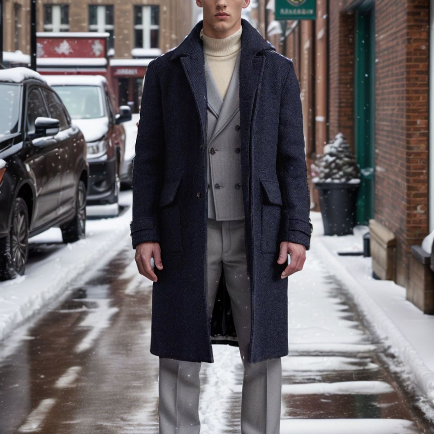 Men's elegant wool peacoat NOVAE