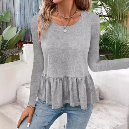 Women's long-sleeved shirt with a voluminous peplum cut NOVAE