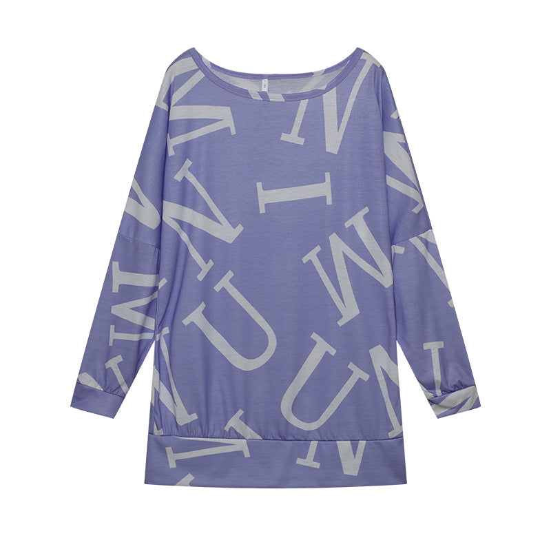 Women's oversized long-sleeved shirt with modern lettering and elasticated waistband NOVAE