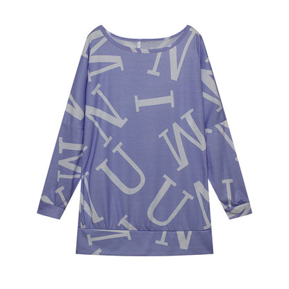 Women's oversized long-sleeved shirt with modern lettering and elasticated waistband NOVAE