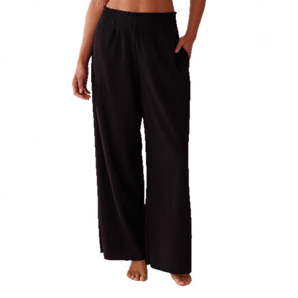 Women's casual pleated trousers with elasticated waistband and side pockets NOVAE