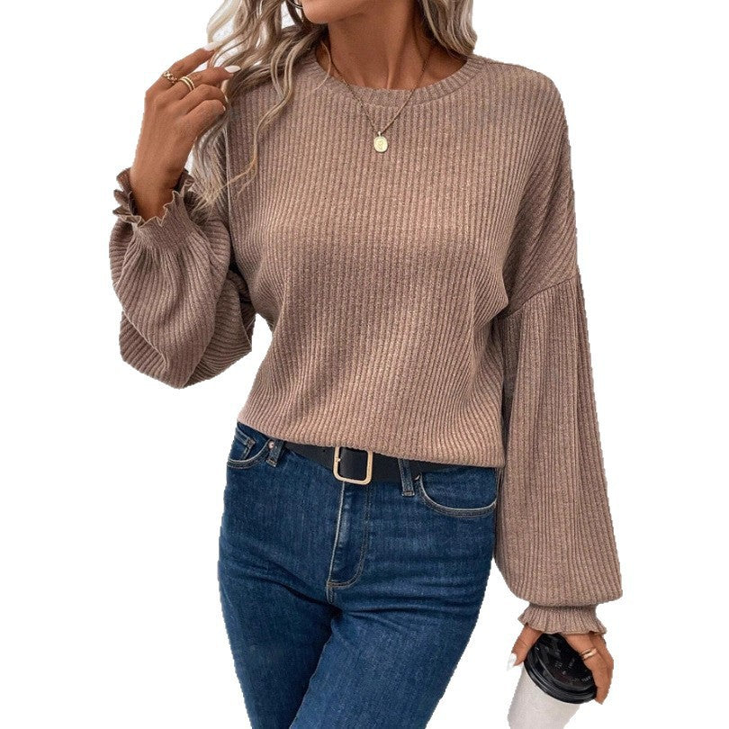 Women's casual sweater with elegant balloon sleeves NOVAE
