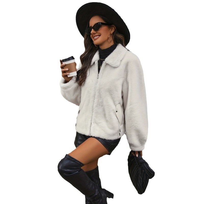 Women's Trendy Faux Fur Jacket with Wide Sleeves NOVAE