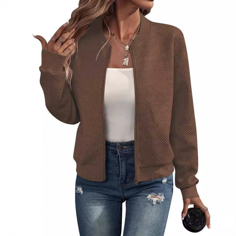 Women's fashionable sweatshirt jacket with structured design and practical zip pockets NOVAE