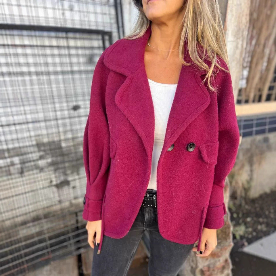 Women's Elegant Oversized Blazer Jacket with Textured Fabric and Practical Pockets NOVAE