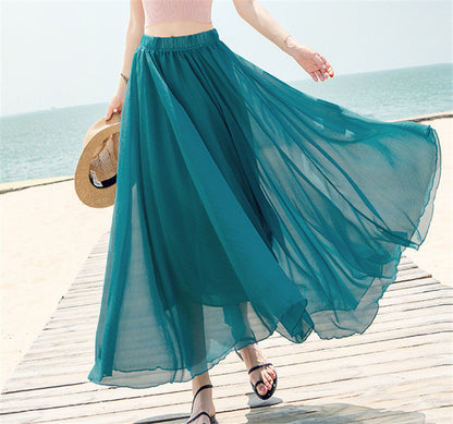 Women's Long, Flowing Chiffon Skirt with Elastic Waistband NOVAE
